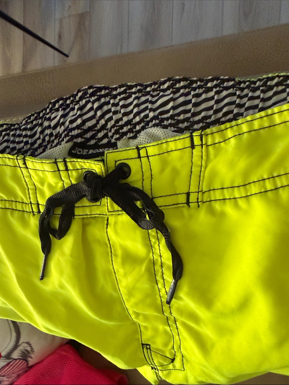 Joe Boxer Neon Yellow Swim Shorts with Black Drawstring